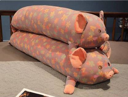 1.3 m Floral Pig Plush Hug Pillow Cozy Full-Body Cushion