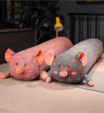 1.3 m Floral Pig Plush Hug Pillow Cozy Full-Body Cushion