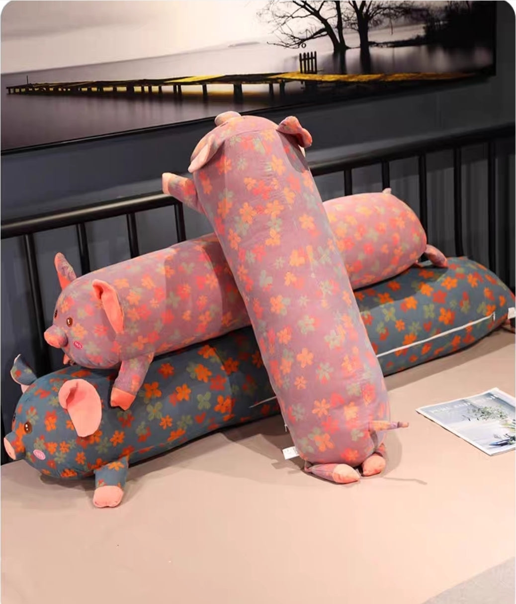1.3 m Floral Pig Plush Hug Pillow Cozy Full-Body Cushion