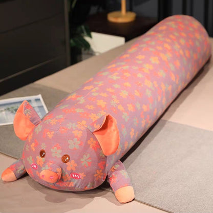 1.3 m Floral Pig Plush Hug Pillow Cozy Full-Body Cushion